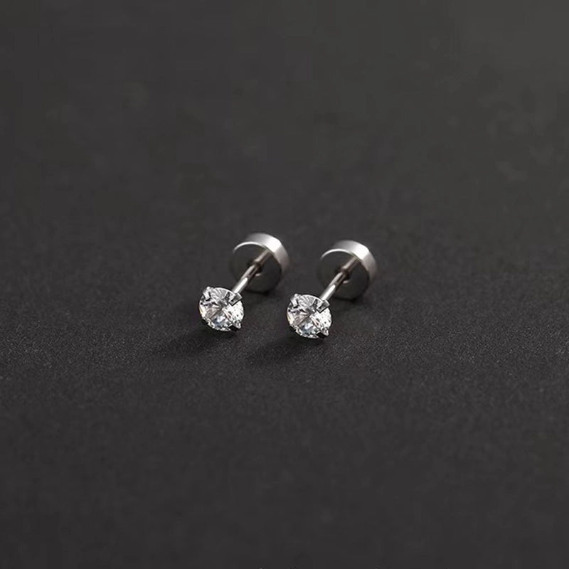 1 Pair Elegant Round Inlay 304 Stainless Steel Zircon 18K Gold Plated Stainless Steel Earrings