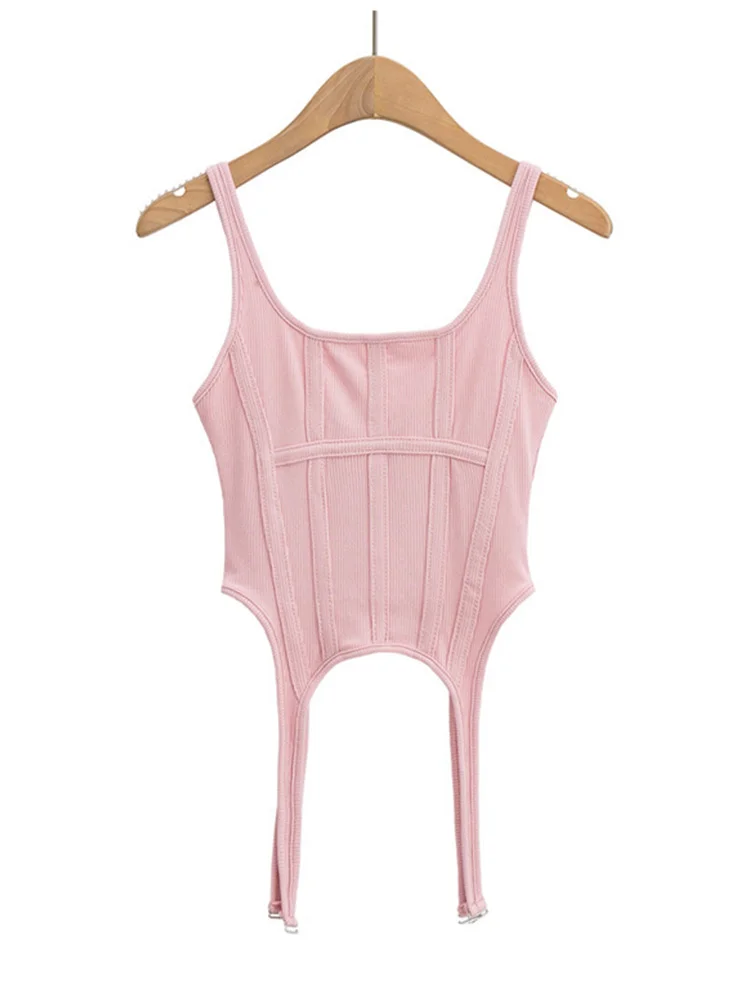 Brownm Brownm Fishbone Harness Hook Vest Female 2023 New Ins Design Sense Slim U Collar Short Top Tide