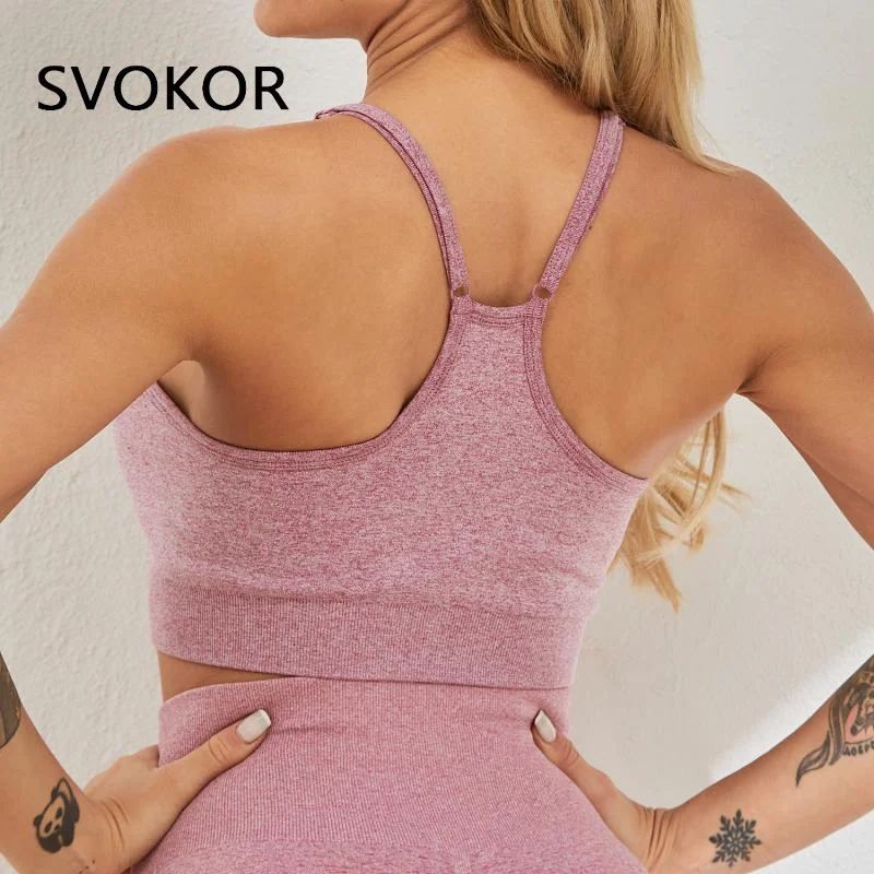 SVOKOR Push Up Bra for Women Fitness Gym Underwear Shockproof Sexy High Waist Bras Running Females Back Cross Crop Tops 12 Color