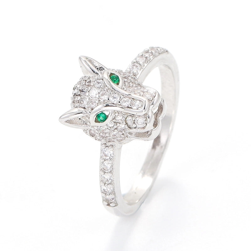 Fashion Copper Gold-plated Zircon Animal Leopard Ring