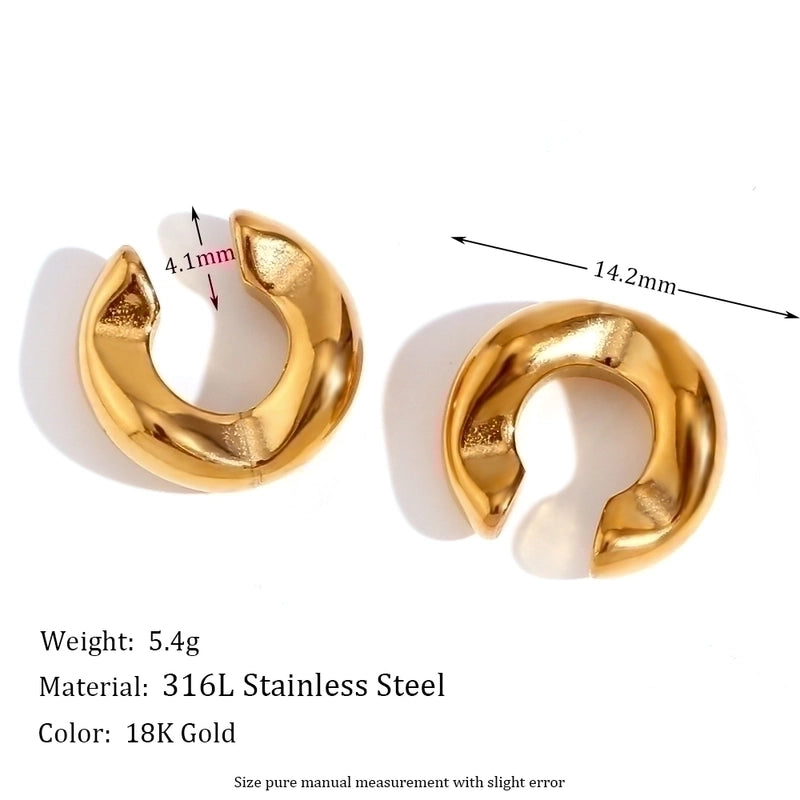 1 Pair Vintage Style Minimalist Classic Style C Shape Flower Snake Plating Inlay Stainless Steel Pearl Zircon 18k Gold Plated Ear Cuffs
