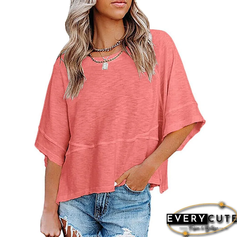 Orange Round Neck Flared Sleeves T-shirt