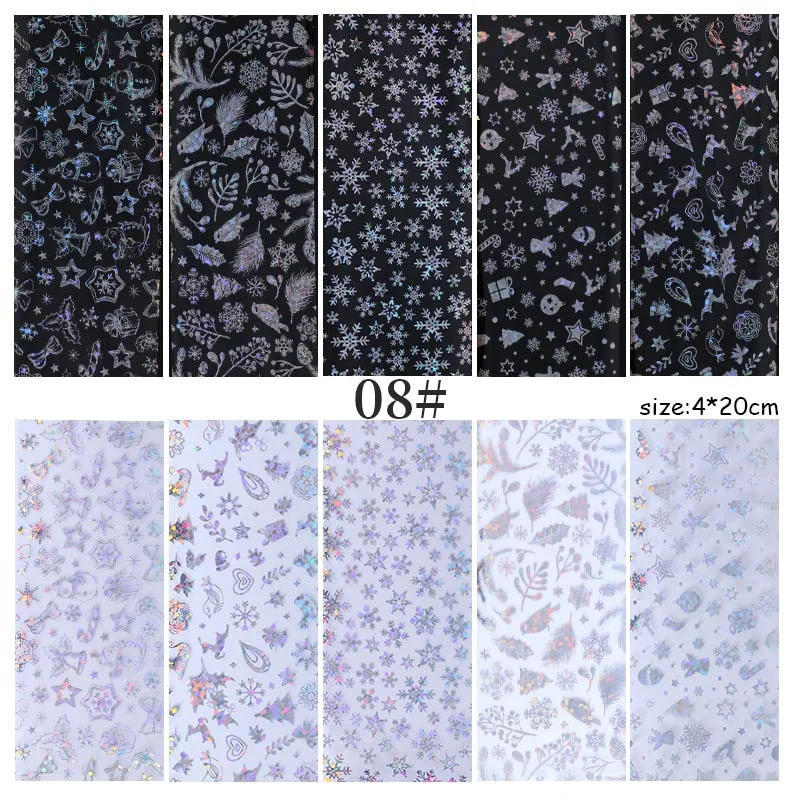 Nail Foils Flowers Nail Stickers Transfer Decals Sliders Christmas Halloween Print Nail Art Decorations DIY Tips Adhesive Wraps