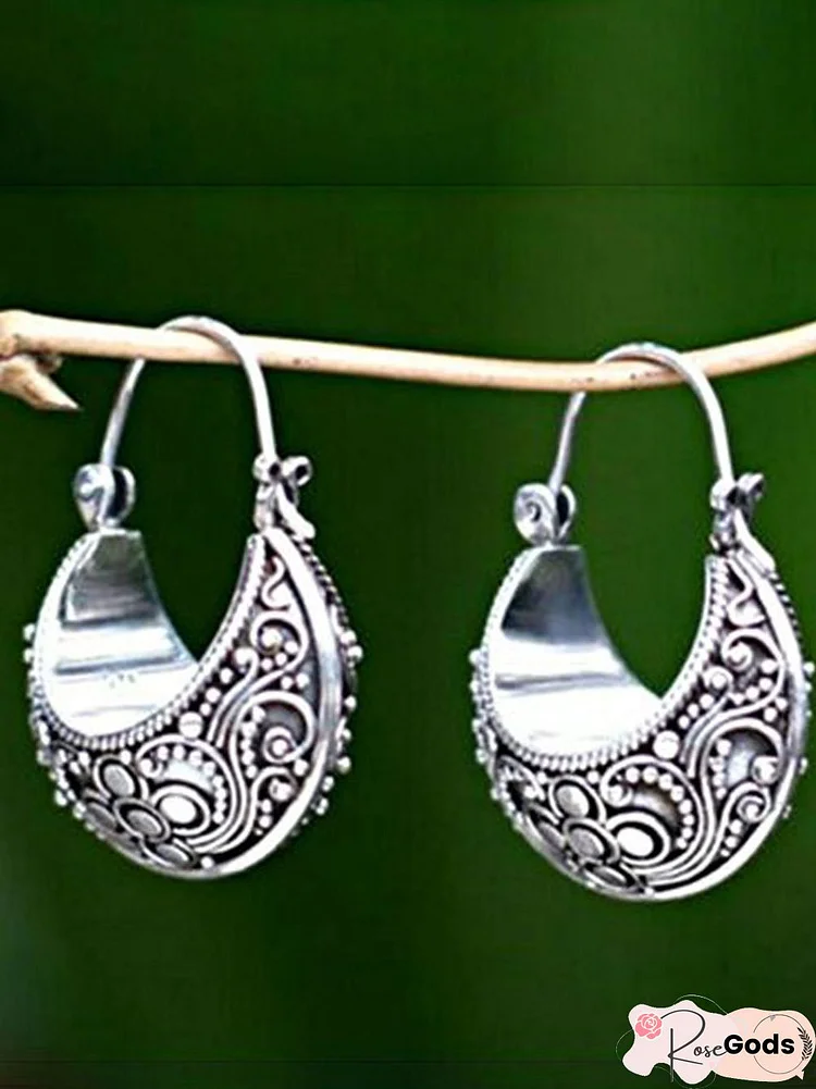 Woman Sliver Vintage Tribal Holiday Earrings