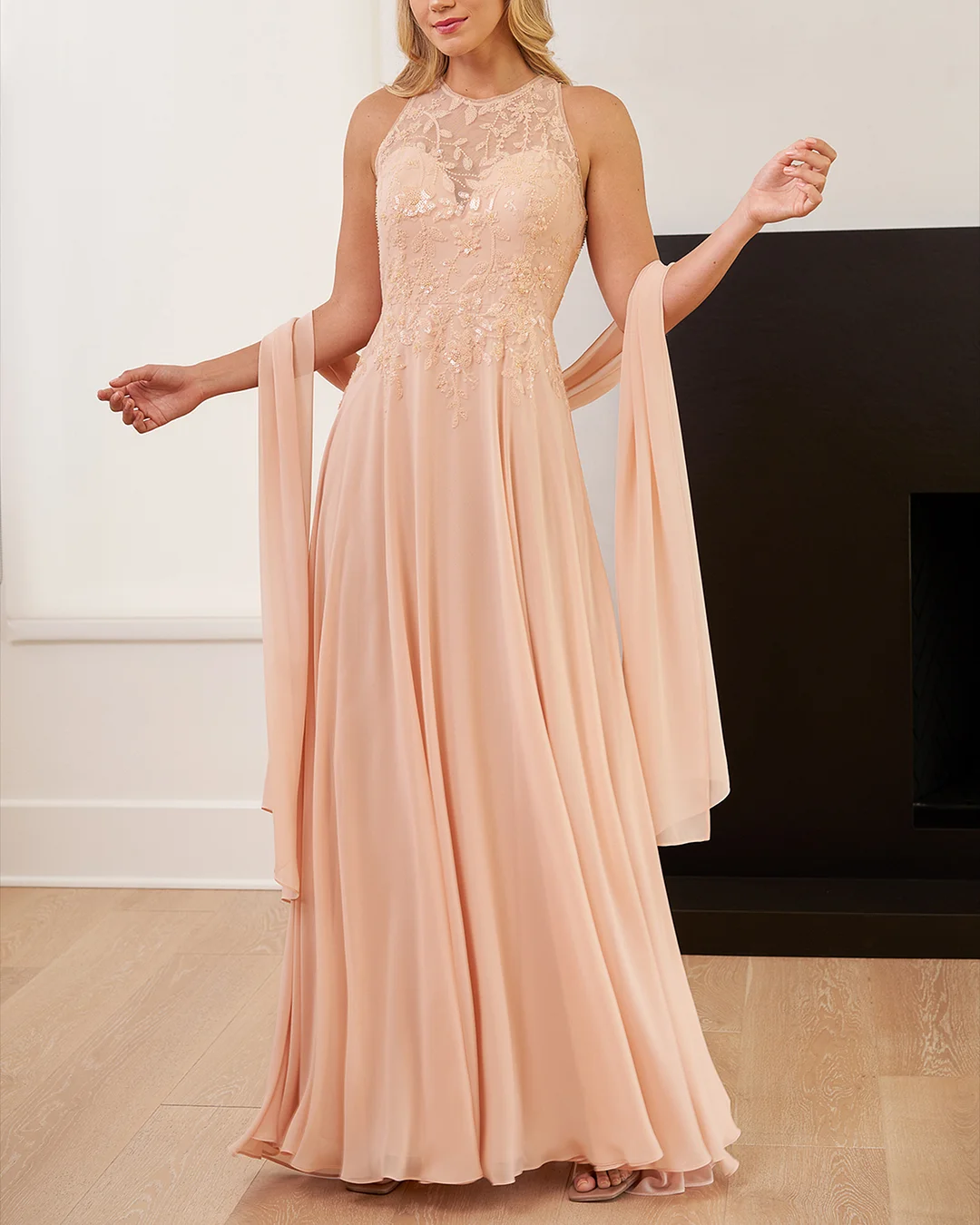 Women' Sleeveless Lace Embroidered Dress