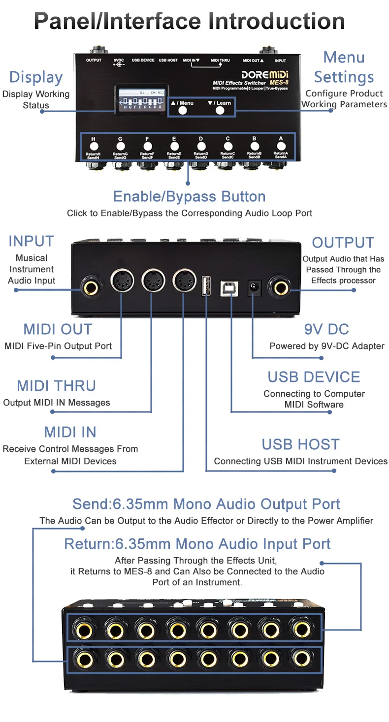 DOREMiDi MIDI Effects Switcher MES-8