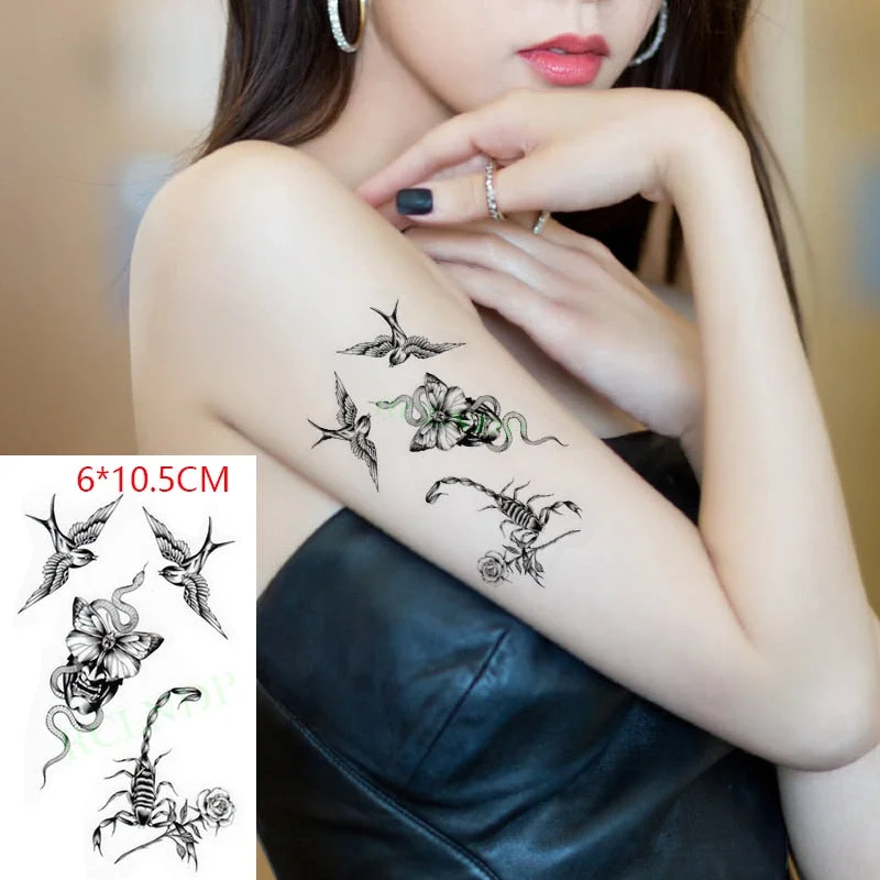 Waterproof Temporary Tattoo Sticker ins Butterfly black white sexy Body Art flash tatoo fake tatto for Women Men