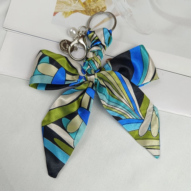 Sweet Minimalist Bow Knot Cloth Metal Unisex Bag Pendant Keychain