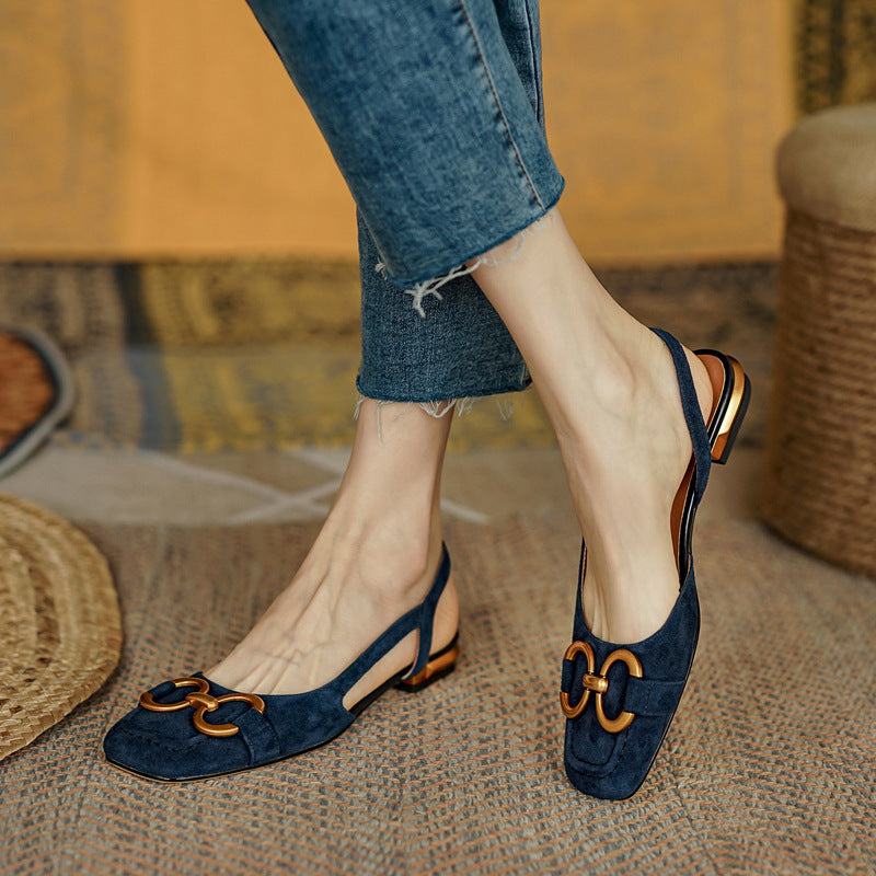 GOOSHOE Vintage style Flat Horsebit Loafers Sandals