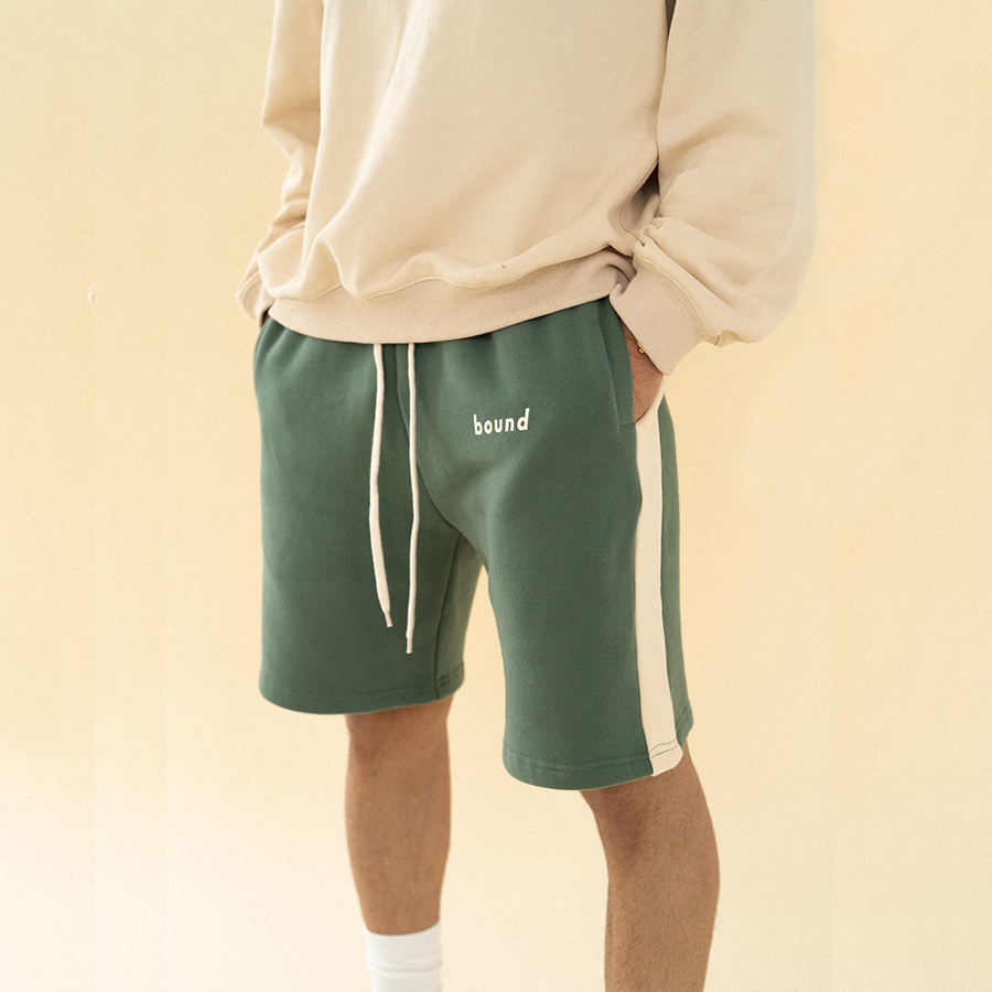 Green Striped Jogging Pants Fashion Casual Sports Shorts / [blueesa] /