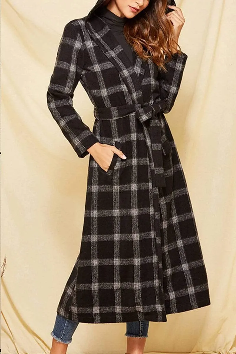 Fashion Casual Plaid Hooded Coat (Only Coat)