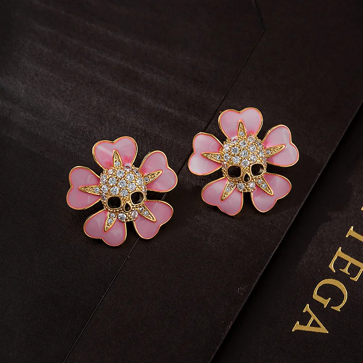 Skull Flower Earrings