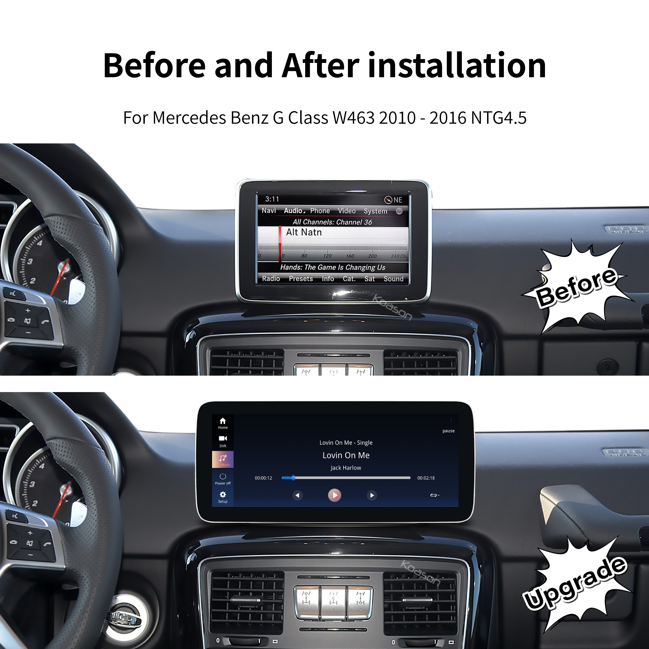 KOASON Linux Apple CarPlay Android Auto TouchScreen Original Retrofit Upgrade Monitor for Mercedes Benz G CLASS G63 G65 AMG G350 G500 G550 W461 W463