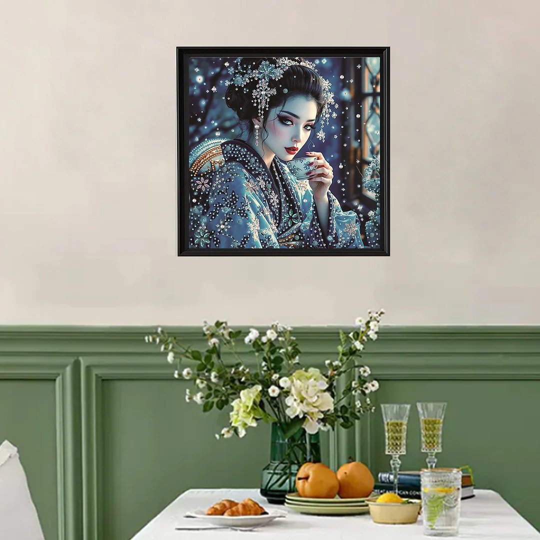 Diamond Painting - Partial Special Shaped Drill - Snow Geisha(Canvas|30x30cm)