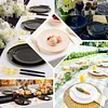 10 Pack | 8" Glossy Hunter Emerald Green Round Plastic Dessert Plates With Gold Rim, Disposable Appetizer Salad Party Plates