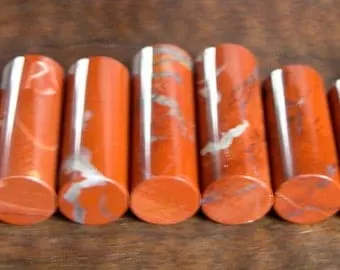 pornhint Pornhint Brick red jasper solid cylinders rods, 17mm-18mm, white streaks, polished reiki massage wands, 39mm-54.5mm long lengths, 13 pieces, no hole!