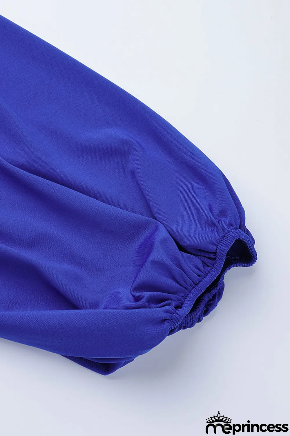 Deep Blue Elegant Solid Split Joint Frenulum High Opening V Neck Long Sleeve Plus Size Dresses