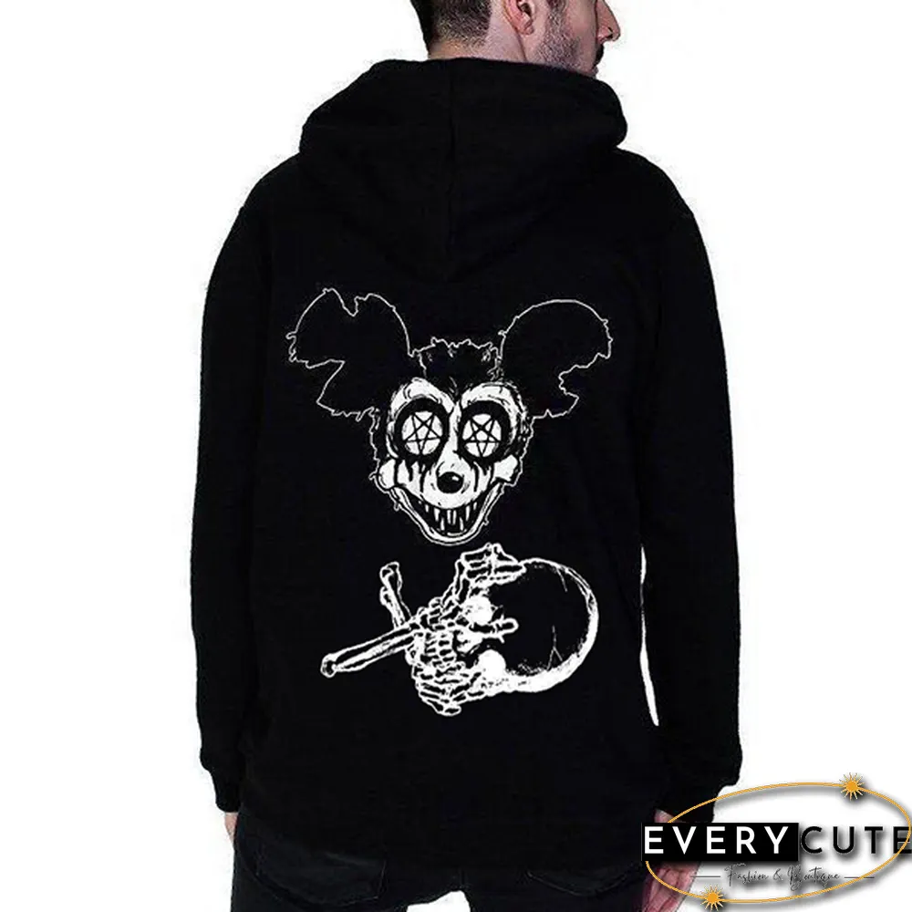 Mens Stylish Casual Dark Punk Print T-Shirt