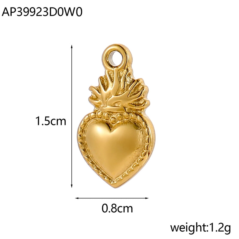 1 Piece 8 * 15mm 304 Stainless Steel Heart Shape Polished Pendant Chain Jewelry Accessories
