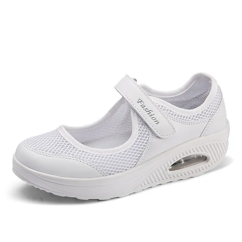 Breakj Breakj Single-Shoe Women 2025 New Air Cushion Low-Top Magic Sticker Light Single-Shoe Solid-Color Mesh Women's Shoes