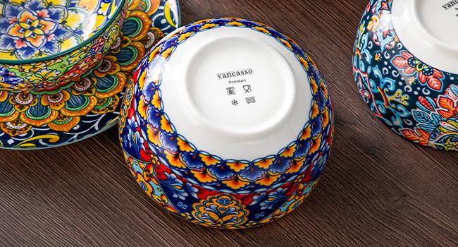 vancasso 12/16/18/24 Pieces Dinnerware Sets, Plates and Bowls Set, Porcelain Dishes Set for 4/6, Microwave and Dishwasher Safe, Scratch Resistant, Bohemian Style Dining Ware Service for 6, Series SIMI vancasso 12/16/18/24 Pieces Dinnerware Sets, Plates and Bowls Set, Porcelain Dishes Set for 4/6, Microwave and Dishwasher Safe, Scratch Resistant, Bohemian Style Dining Ware Service for 6, Series SIMI
