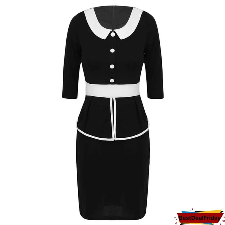 Women Dress Elegant Dress 3/4 Sleeve Formal Business Slim Work Office Dresses Office Outfits