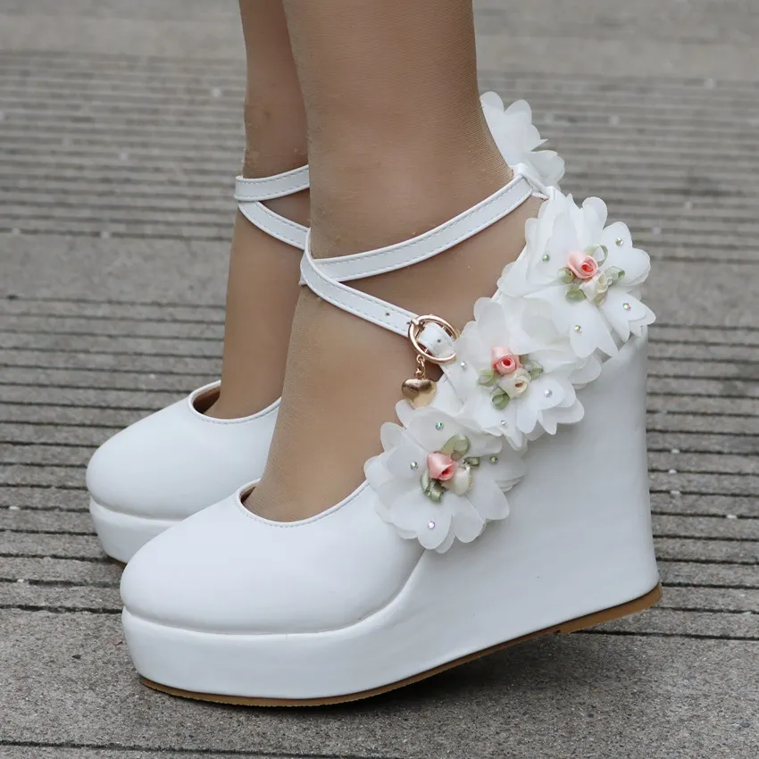 Breakj Breakj Heel Single Shoes Waterproof Slope Heel Shoes Crossed Slope Heel Women's Shoes Round Head W13