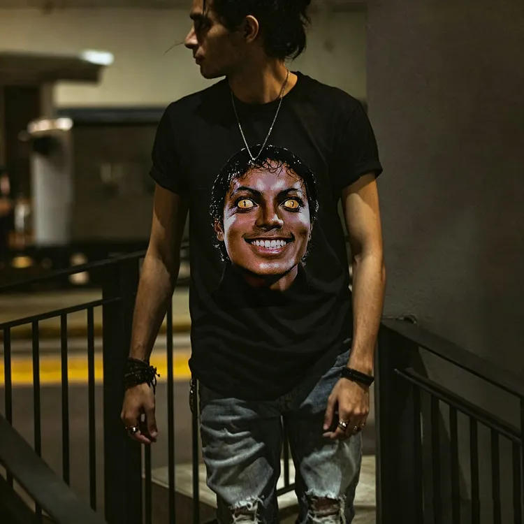 Michael Jackson Portrait Vintage Graphic Printed Men's T-shirt