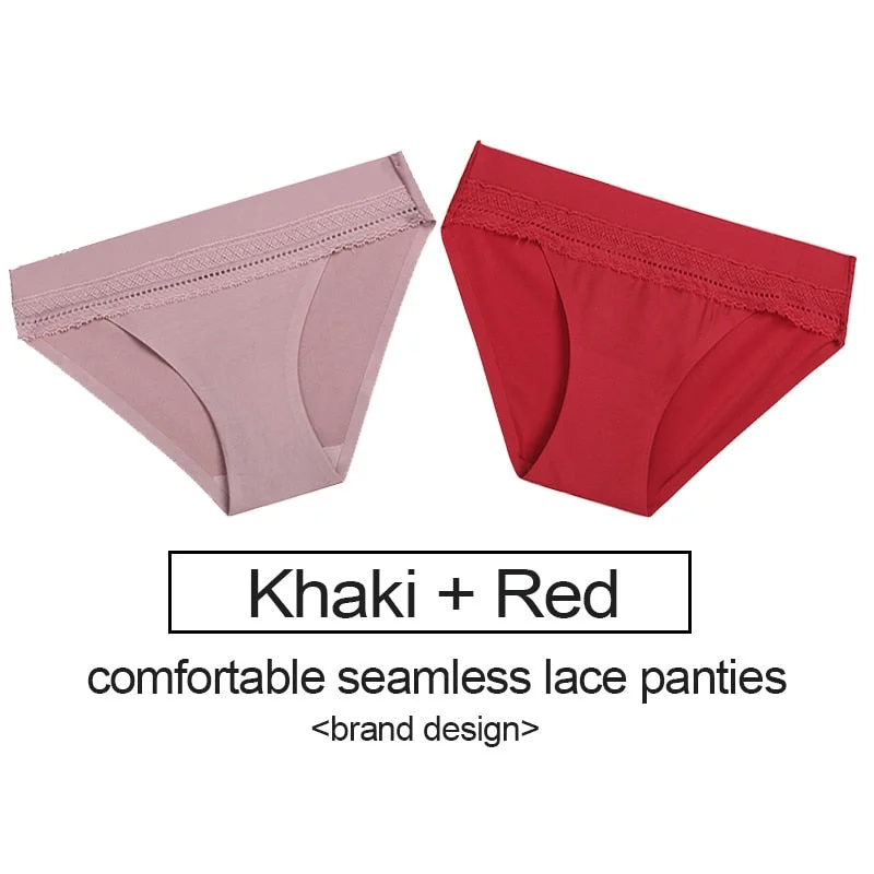 2PCS/Set Lace Panties Women's Underwear Female Lingerie Seamless Panties Underpants Sexy Briefs Intimates Woman Girls Pantys