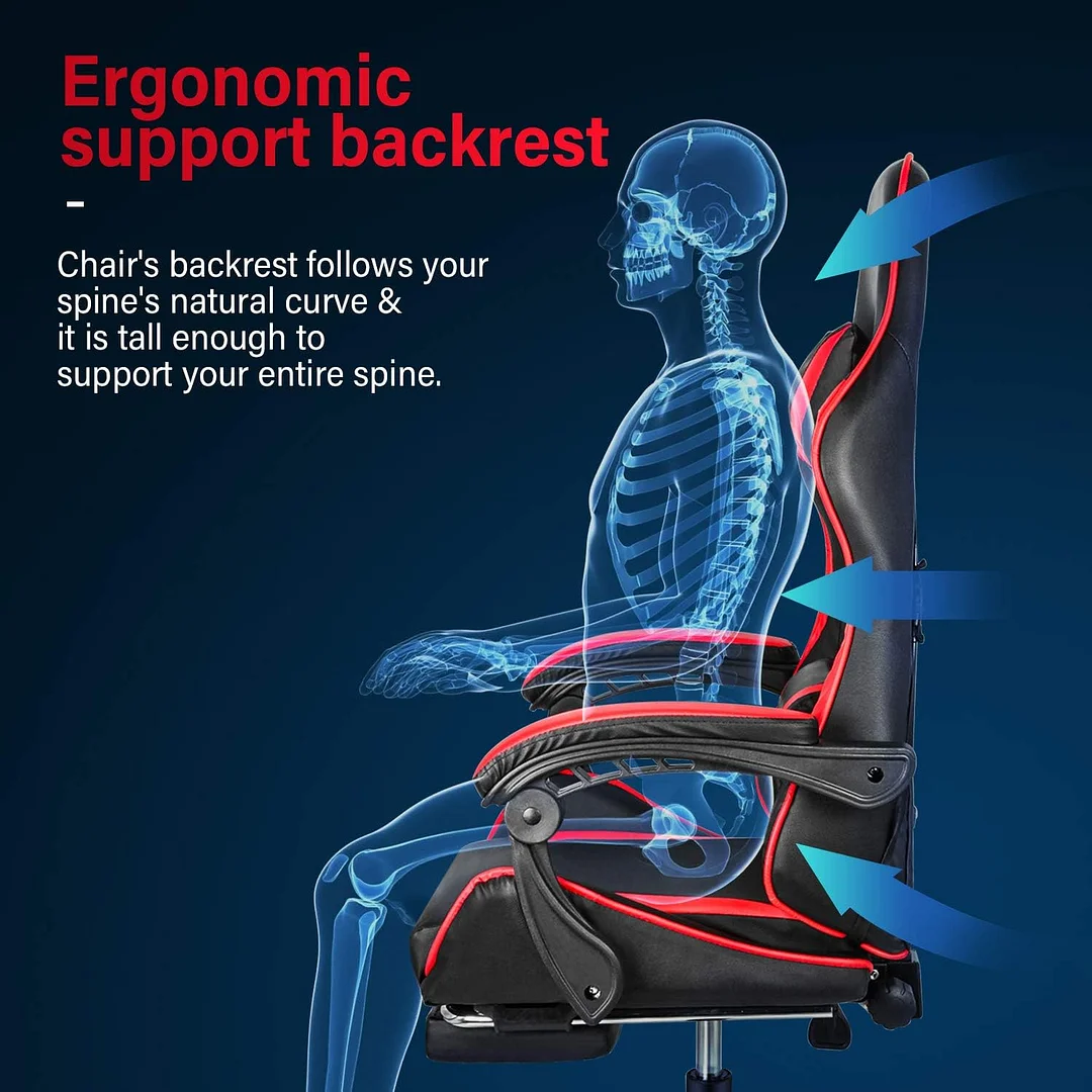 Ergonomic backrest and seat height adjustment Swivel racing chair