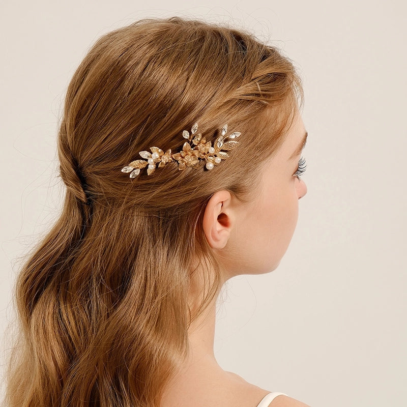 Elegant Bridal Women’s Flower Alloy Diamond Insert Comb