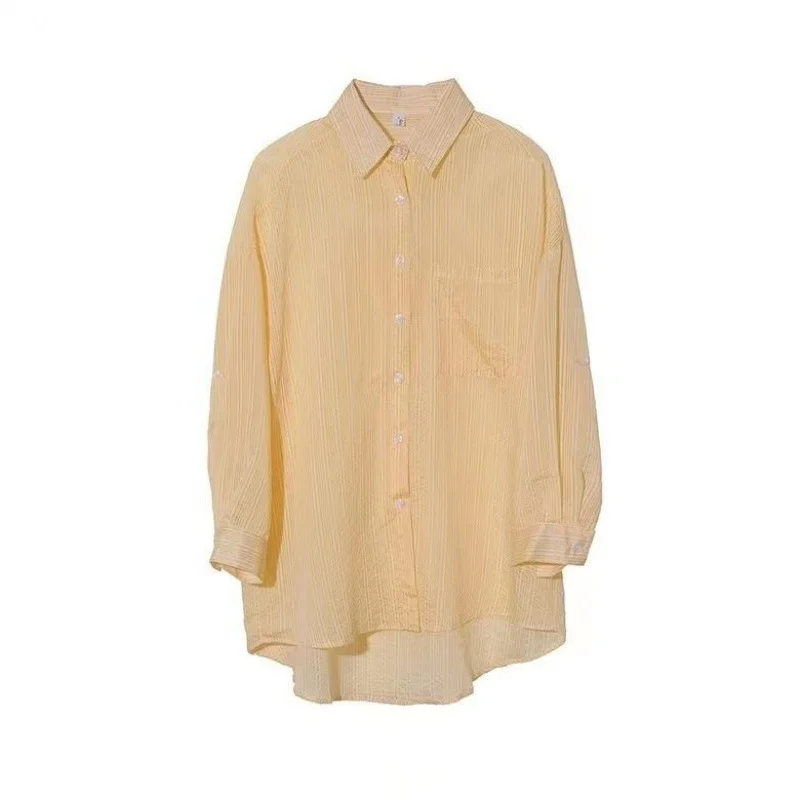 Uveng Uveng Striped Sunscreen Women's Spring And Summer 2025 New Thin Thin Chiffon Shirt Mid-Long Open Shirt Jacket