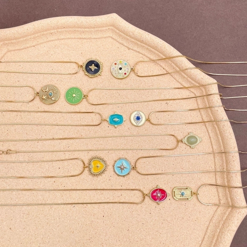 Fashion Round Water Droplets 304 Stainless Steel Natural Stone Zircon 14K Gold Plated Plating Inlay Stainless Steel Necklaces