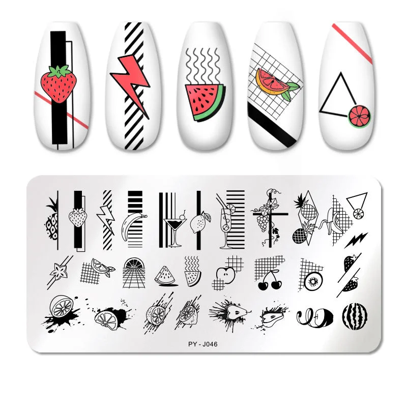 PICT YOU Geometry Nail Stamping Plates Lines Animal Fruits Theme Template Plate Mold Nail Art Stencil Tools-Nail Inspo