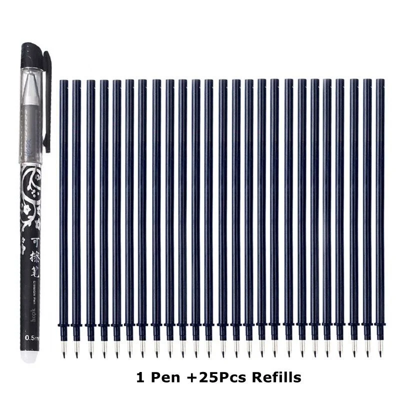 Erasable Pen Refills Rod Set 0.5mm Needle/0.7mm Bullet tip Washable Handle Erasable Ballpoint Pen for School Pen Writing Tools