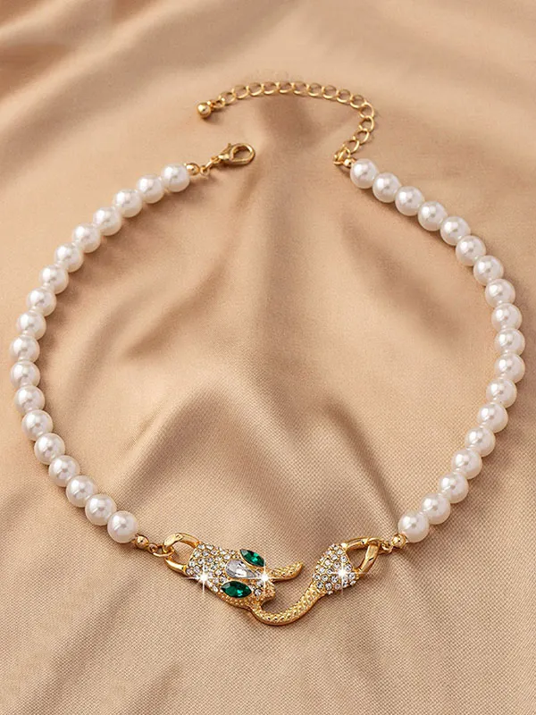 Snake Shape Beaded Necklaces Accessories Dainty Necklace WHITE-One_size