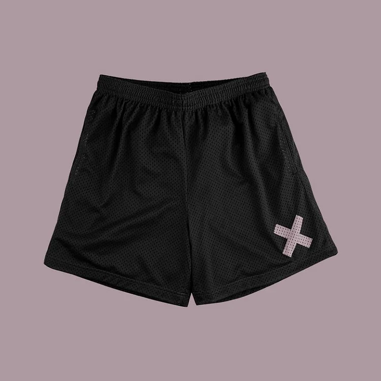 Simple Cross Print Mesh Shorts SOPULA