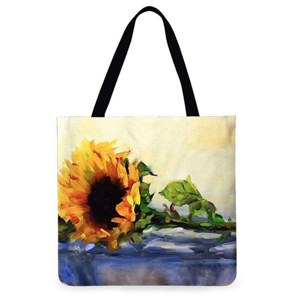 Linen Tote Bag-sunflower