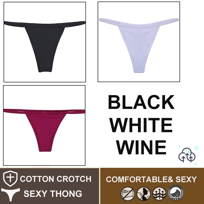 FINETOO 3PCS/Set M-XL Sexy G-string Panties Cotton Women's Underwear Girls Female Underpant Pantys Ladies Bikini Thong Lingerie