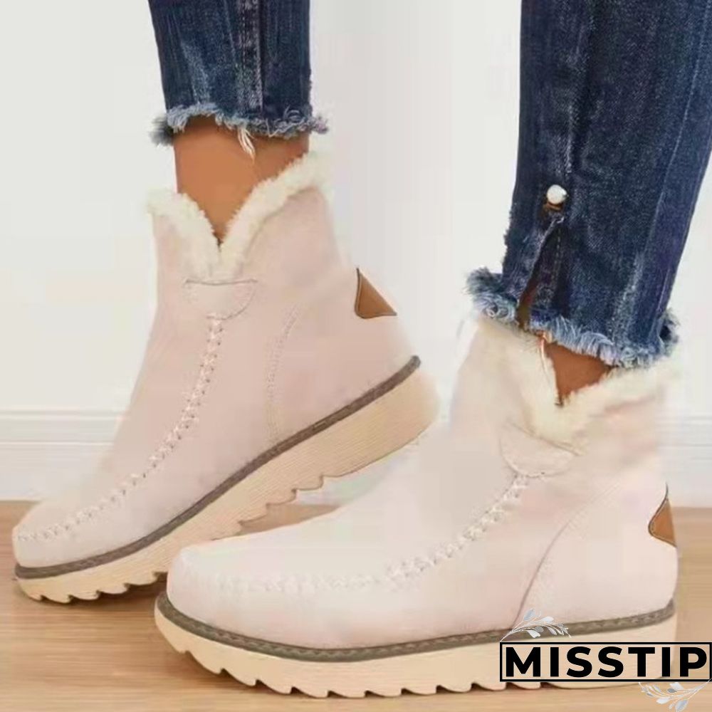 Cream White Casual Patchwork Solid Color Keep Warm Comfortable Shoes