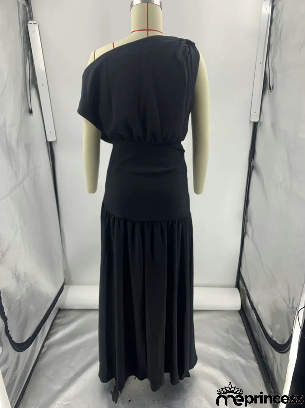 Solid Sexy Slash Shoulder Off-Shoulder Slim Waist Slit Gown Dress