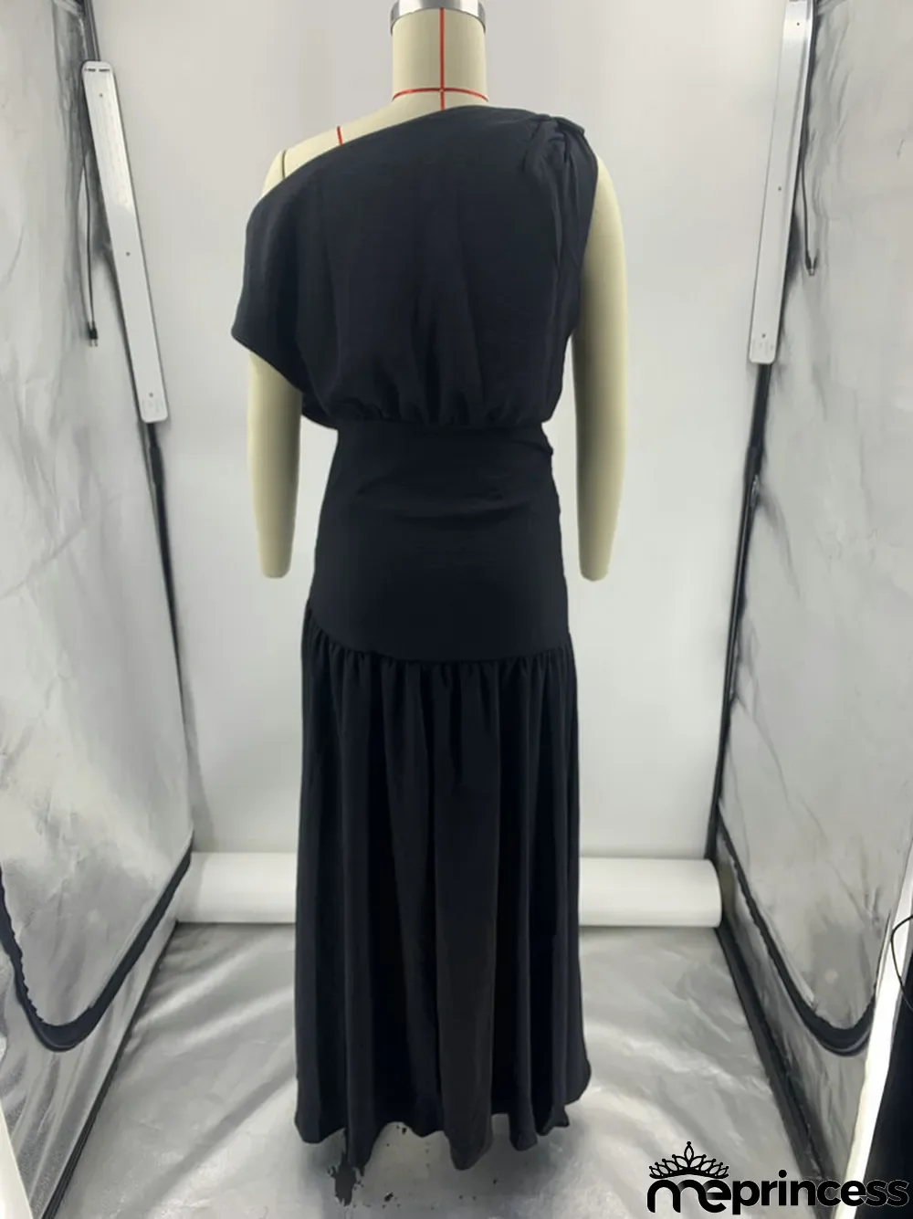 Solid Sexy Slash Shoulder Off-Shoulder Slim Waist Slit Gown Dress