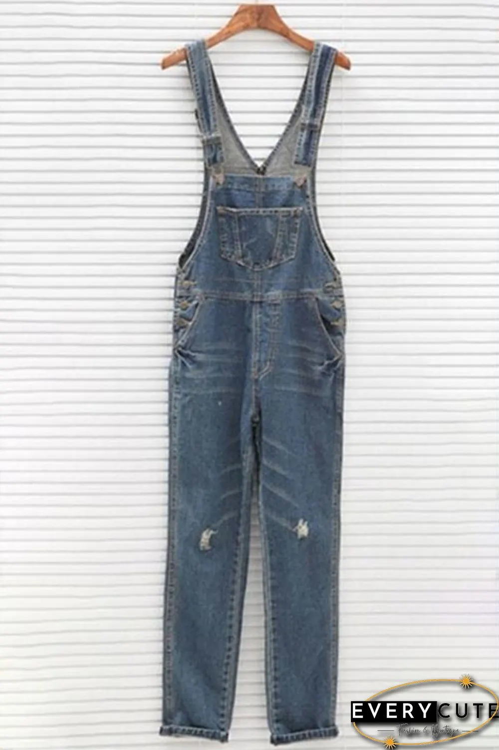 Casual Ripped Denim Overalls P10588