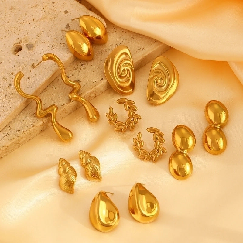 1 Pair Retro Minimalist Commute Geometric 304 Stainless Steel 18K Gold Plated Ear Studs