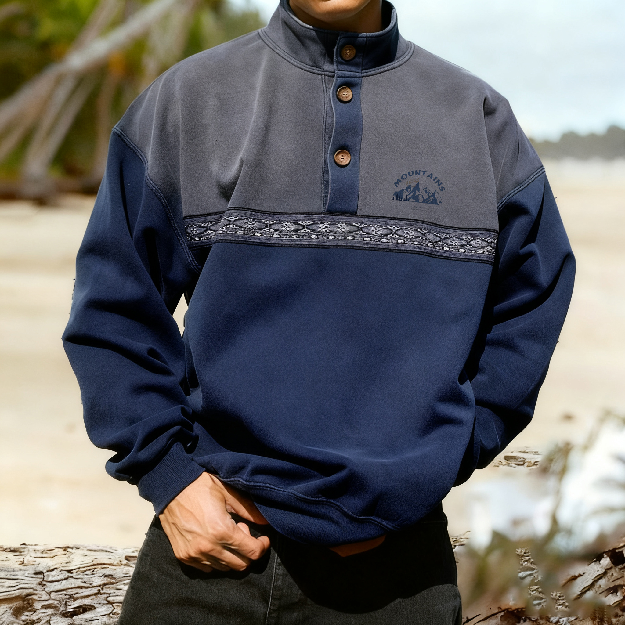 Tie-Dye Mountain Sunset Sweatshirt - Perfect for Outdoor Adventures