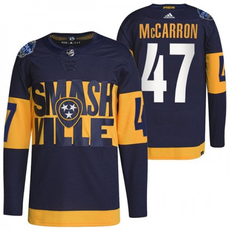 Men's Nashville Predators #47 Michael Mccarron 2022 Navy Stadium Series  Player Stitched Jersey