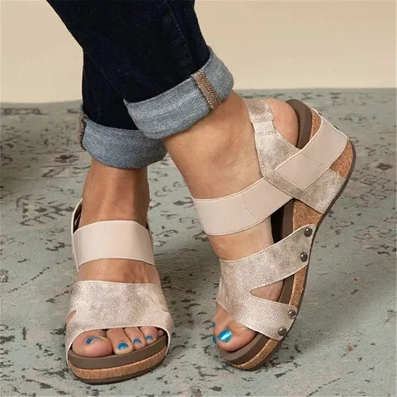 Women Comfy Slip-on Wedge Sandal