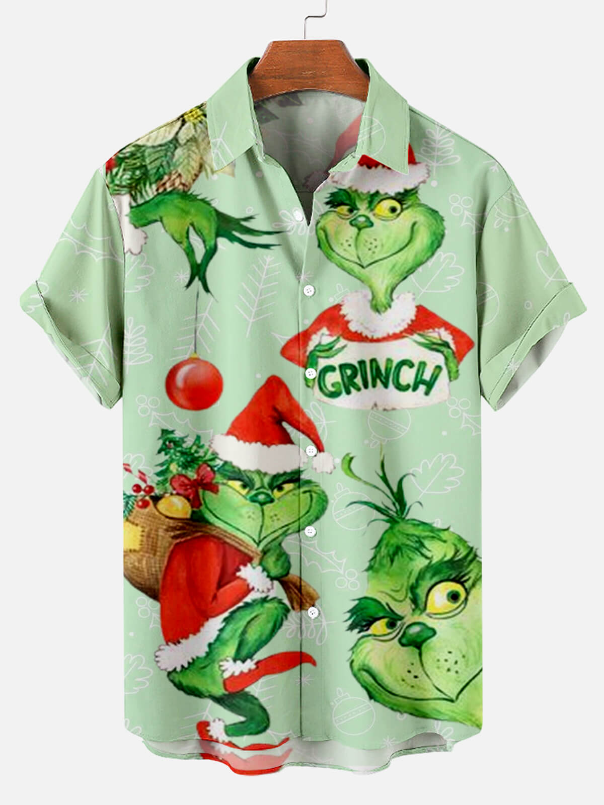 Men's Christmas Creative Contrast Design Print Short Sleeve Shirt PLUSCLOTHESMAN
