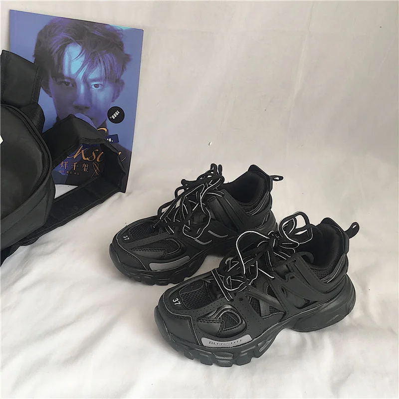 Female Male Dad Shoes 2021 Adult Platform Trainers Stylish Casual Chunky Sneakers For Women Men White Sport Thick Sole Footwear