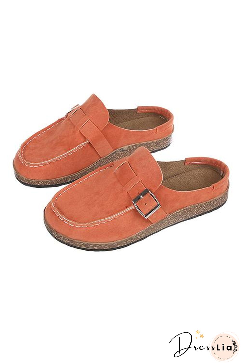 Closed Toe Slip On Slingbacks Nubuck Flat Sandals